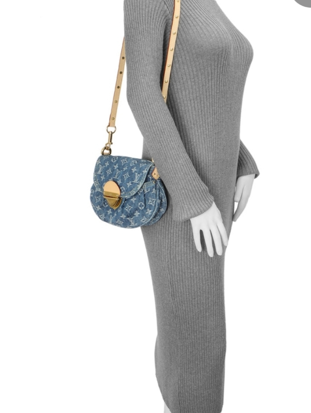 Cotton Denim Designer Monogram Shoulder Bag